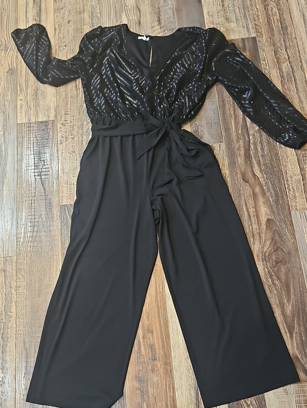 Maurices Black Sequin Wrap Jumpsuit